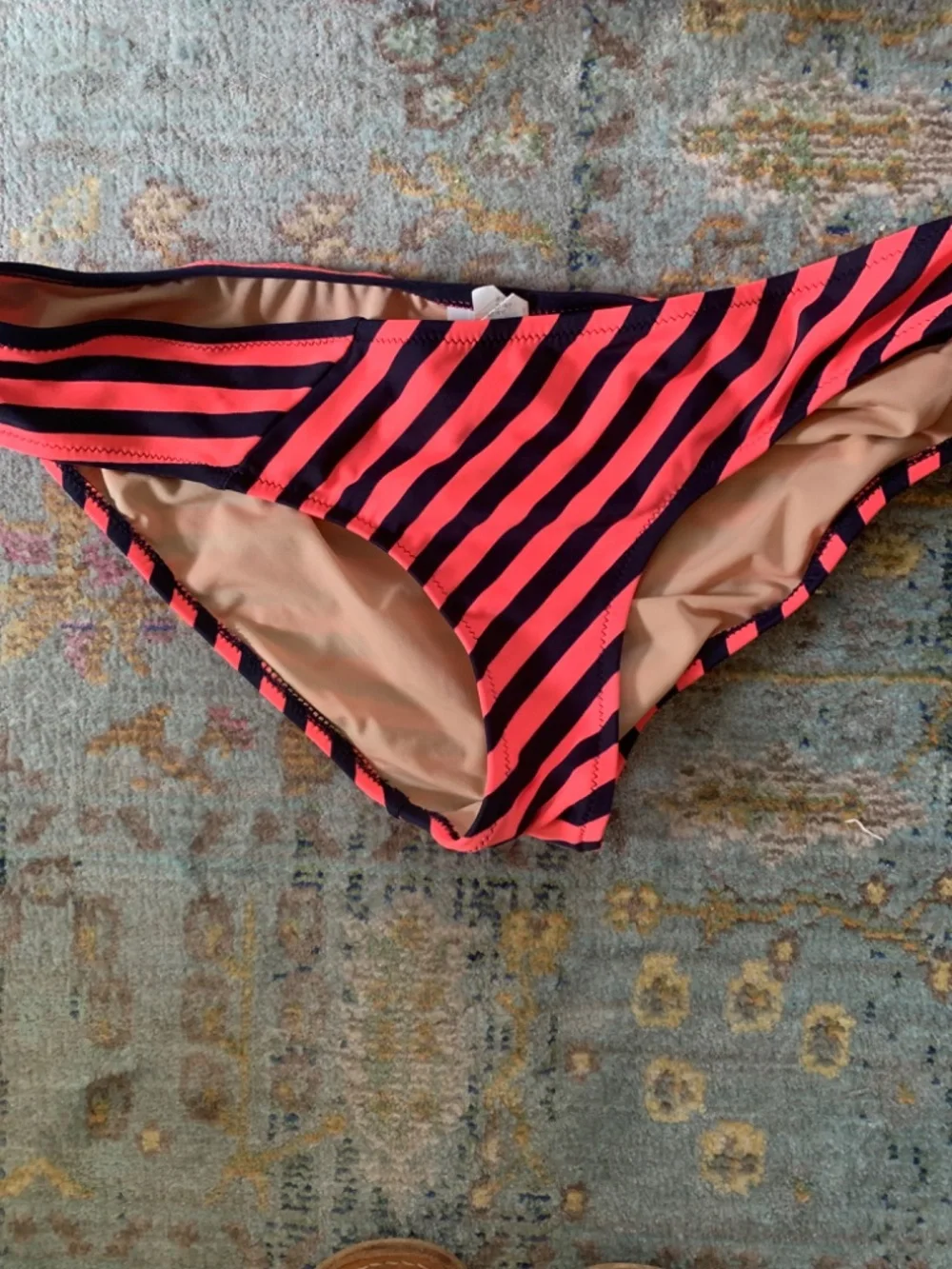 J. Crew Red & Navy Stripe Swimsuit Rashguard Top & Bikini Bottom